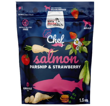 Syta Micha CHEF Sucha karma dla psa Łosoś Pasternak i Truskawka 1.5kg