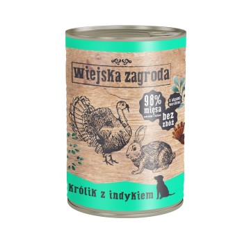 WIEJSKA ZAGRODA Karma mokra KRÓLIK Z INDYKIEM 400g