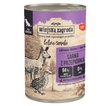 Wiejska Zagroda LEŚNE SMAKI Karma mokra dla psa Sarna z Przepiórką 400g