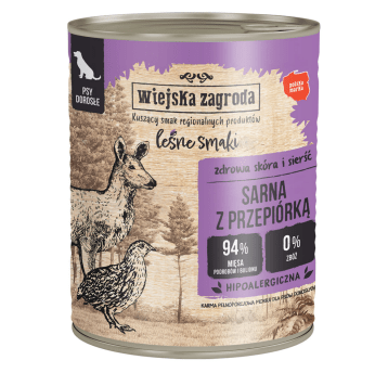 Wiejska Zagroda LEŚNE SMAKI Karma mokra dla psa Sarna z Przepiórką 800g