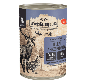 Wiejska Zagroda LEŚNE SMAKI Karma mokra dla psa (szczeniak) Jeleń z Przepiórką 400g