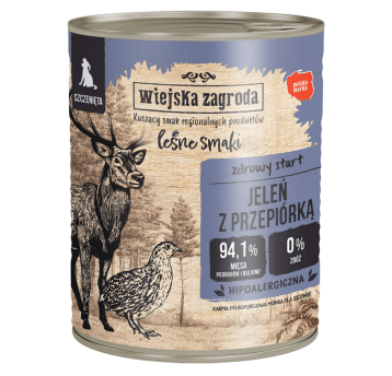 Wiejska Zagroda LEŚNE SMAKI Karma mokra dla psa (szczeniak) Jeleń z Przepiórką 800g