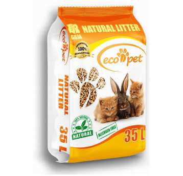 Żwirek drewniany Eco Pet 35l Pellet dla kotów, królików, chomików, szczurów, gryzoni, ptaków, tchórz
